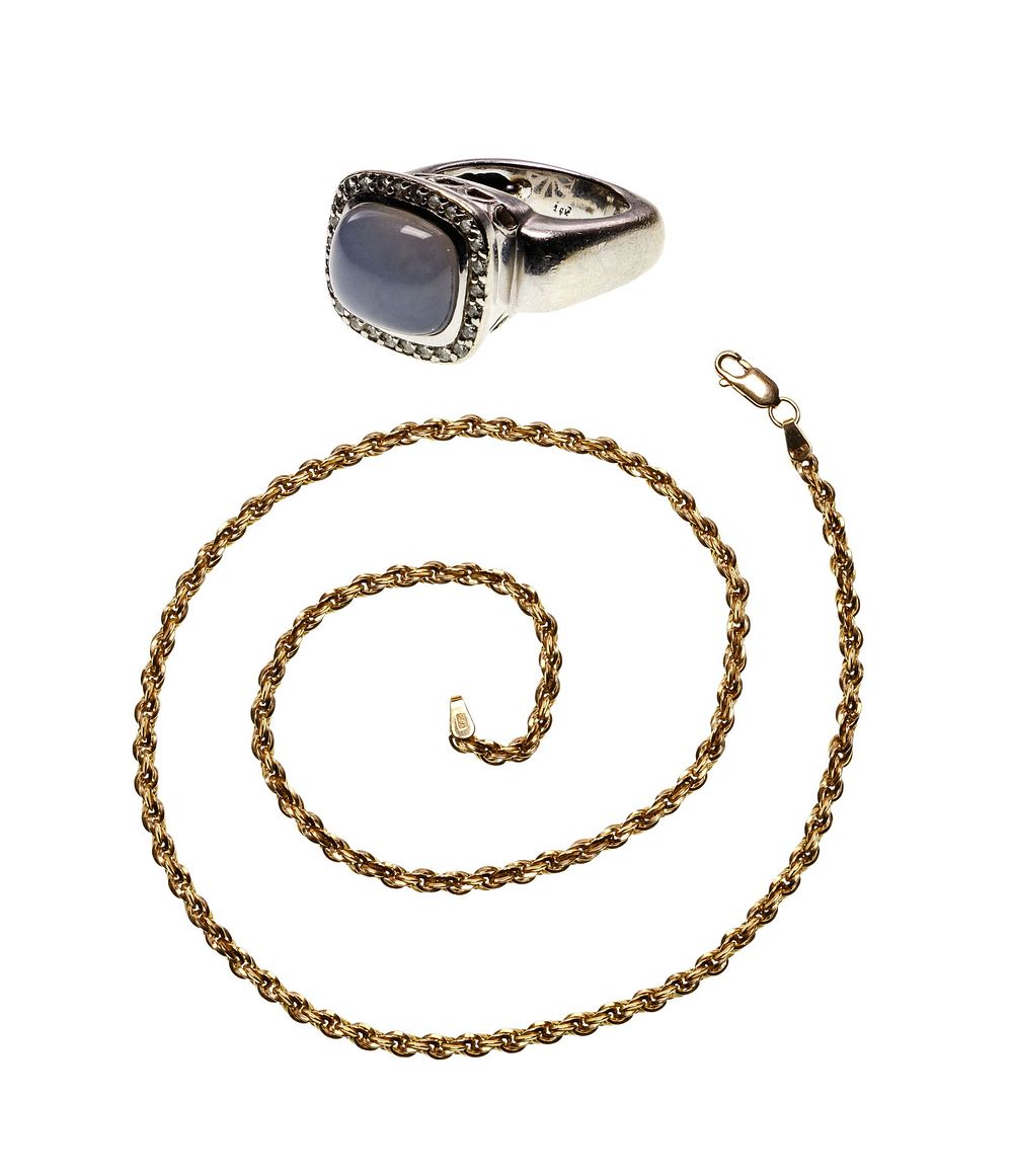 Lot 171: 14k Gold and Gemstone Ring and Necklace