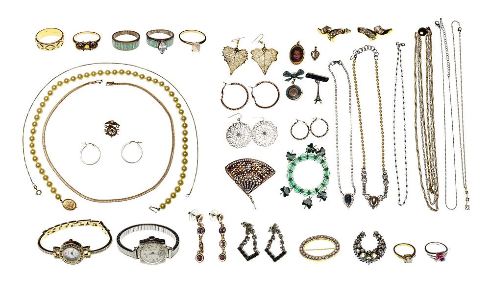 Lot 210: Gold, Sterling Silver and Costume Jewelry Assortment