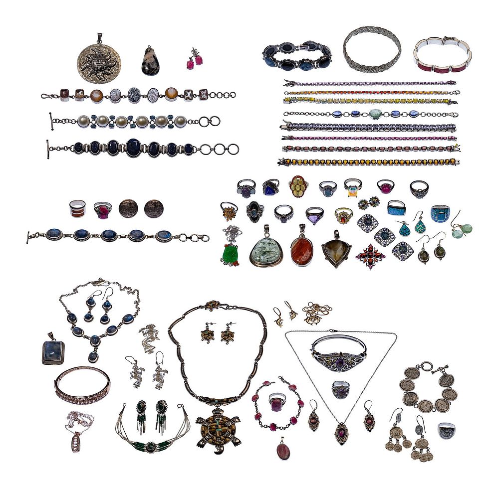 Lot 221: Mexican (950), Sterling (925) and European (850, 800) Silver Jewelry Assortment