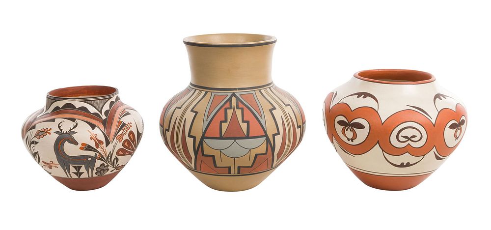 Lot 246: Joe & Thelma Talachy (American / Pojaoque Pueblo, b.1943 / b.1942) Polychrome Ceramic Jar