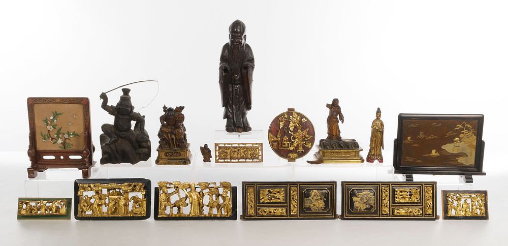 Lot 259: Asian Carved Wood Object Assortment