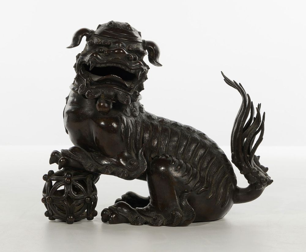Lot 261: Chinese Buddhist Guardian Lion Incense Burner