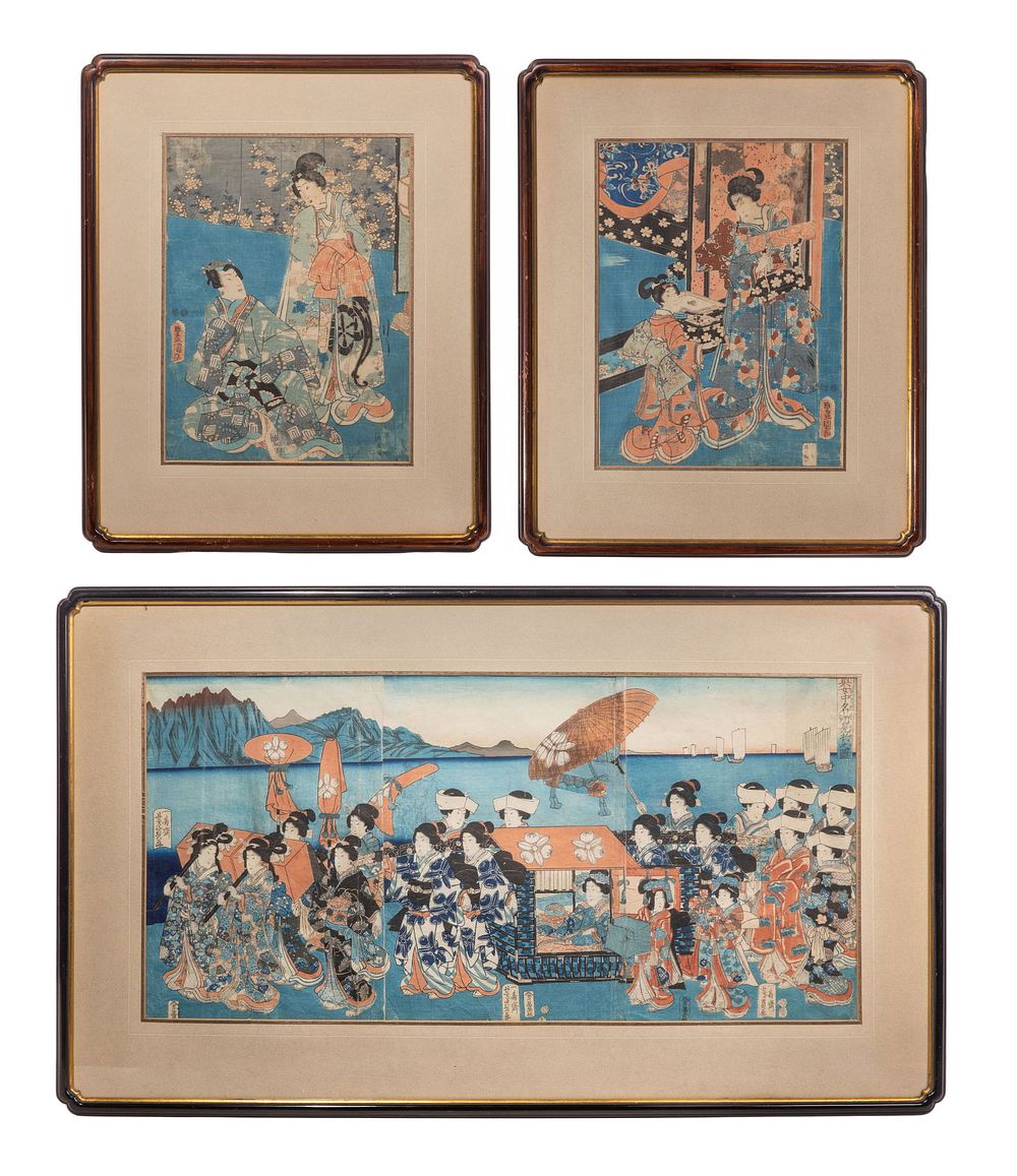 Lot 262: Utagawa Kunisada (Toyokuni III) (Japanese, 1786-1864) Woodblock Print Assortment