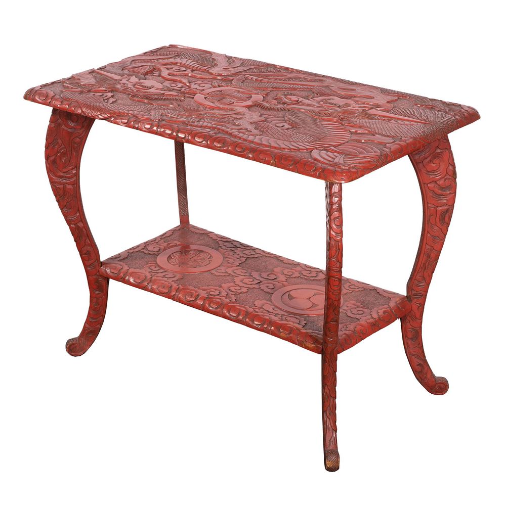 Lot 264: Chinese Cinnabar Style Lacquered Wood Table