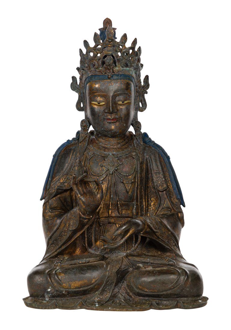 Lot 267: Chinese Parcel Gilt Bronze Bodhisattva