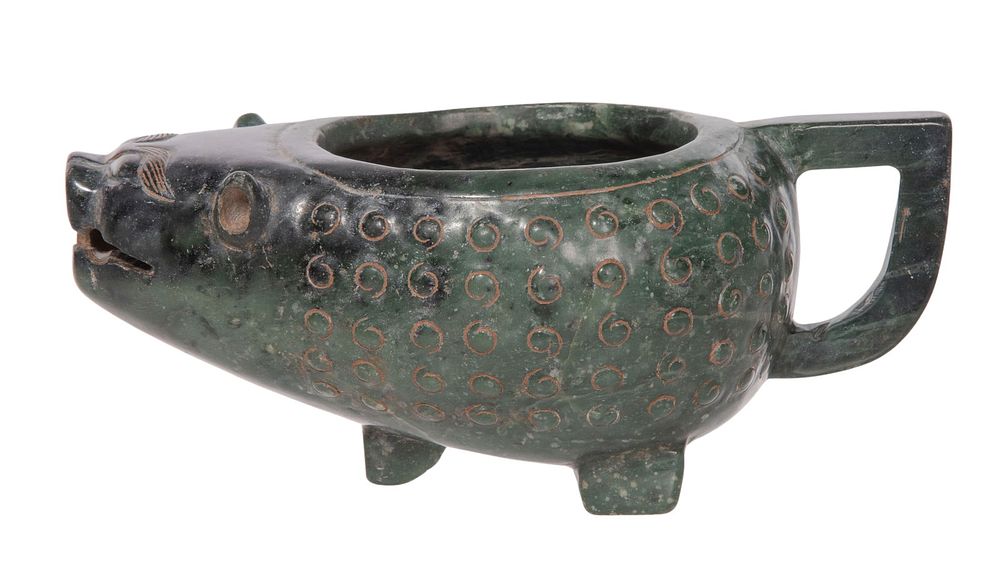 Lot 279: Asian Carved Nephrite Jade Vessel