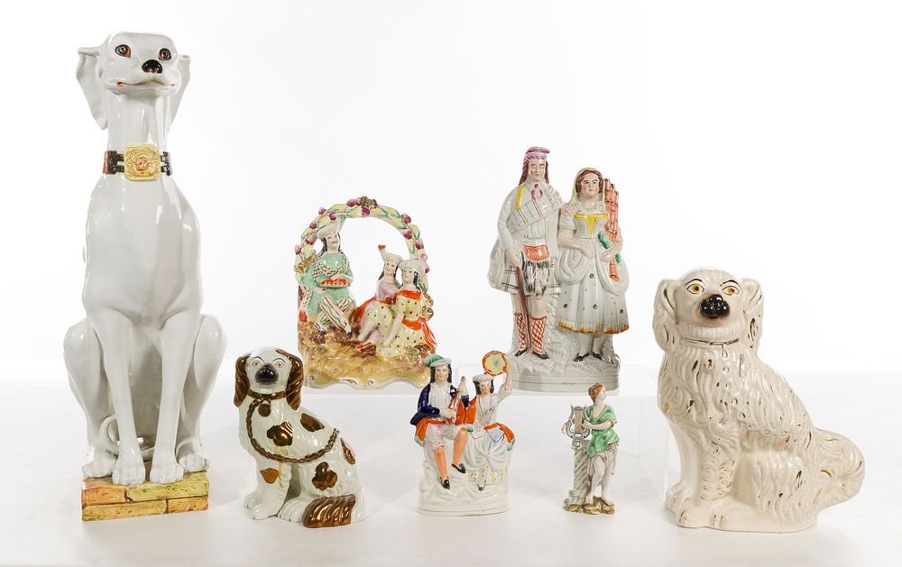 Lot 282: Staffordshire and Italian Pottery Figure Assortment