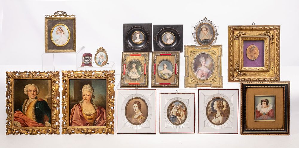Lot 298: Hand Painted Miniature Portrait Collection