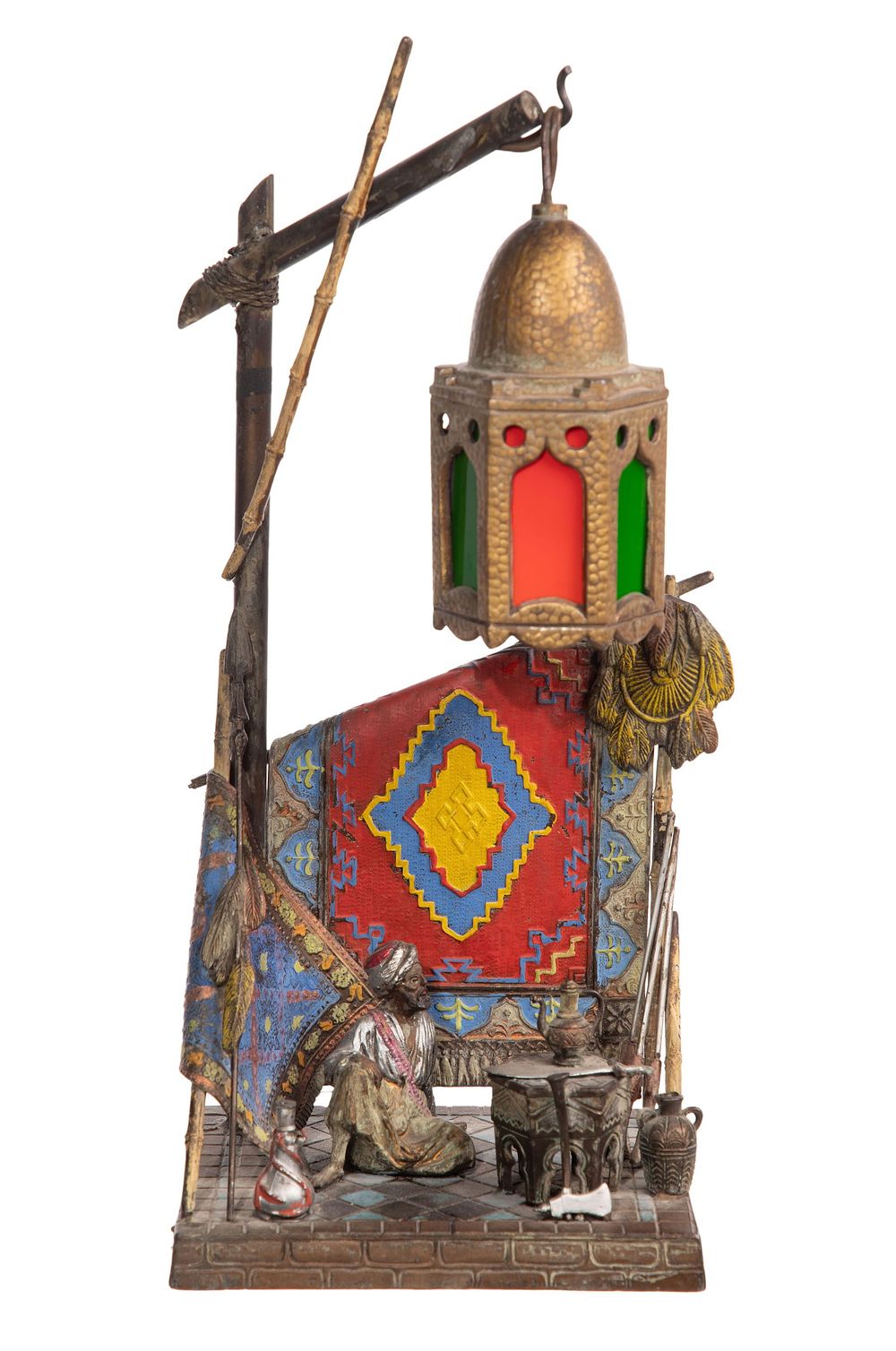 Lot 314: Style of Franz Xaver Bergmann (Austrian, 1861-1936) Cold Painted Spelter Lamp