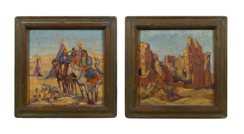 Lot 157: Warren Rollins (American, 1861-1962) Oils on Canvas