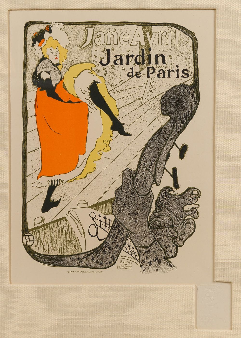 Lot 176: Henri de Toulouse-Lautrec (French, 1864-1901) 'Jane Avril, Jardin de Paris' Lithograph