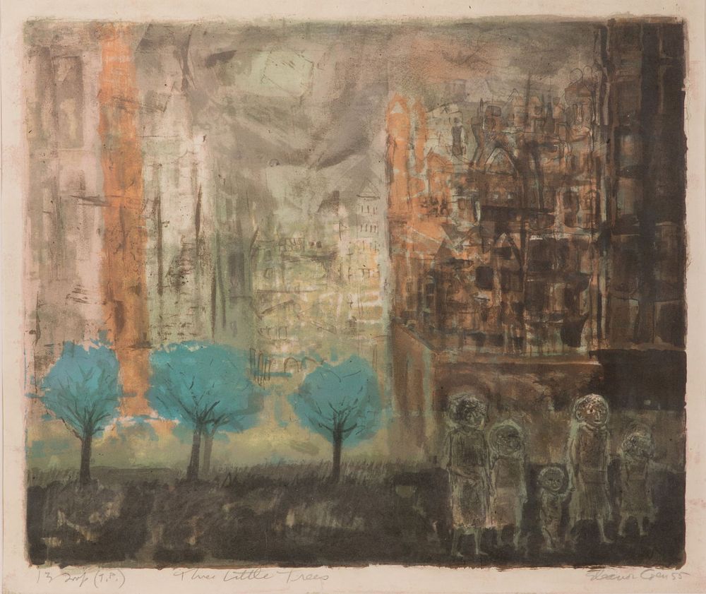 Lot 194: Eleanor Coen (American, 1916-2010) 'Three Little Trees' Color Lithograph