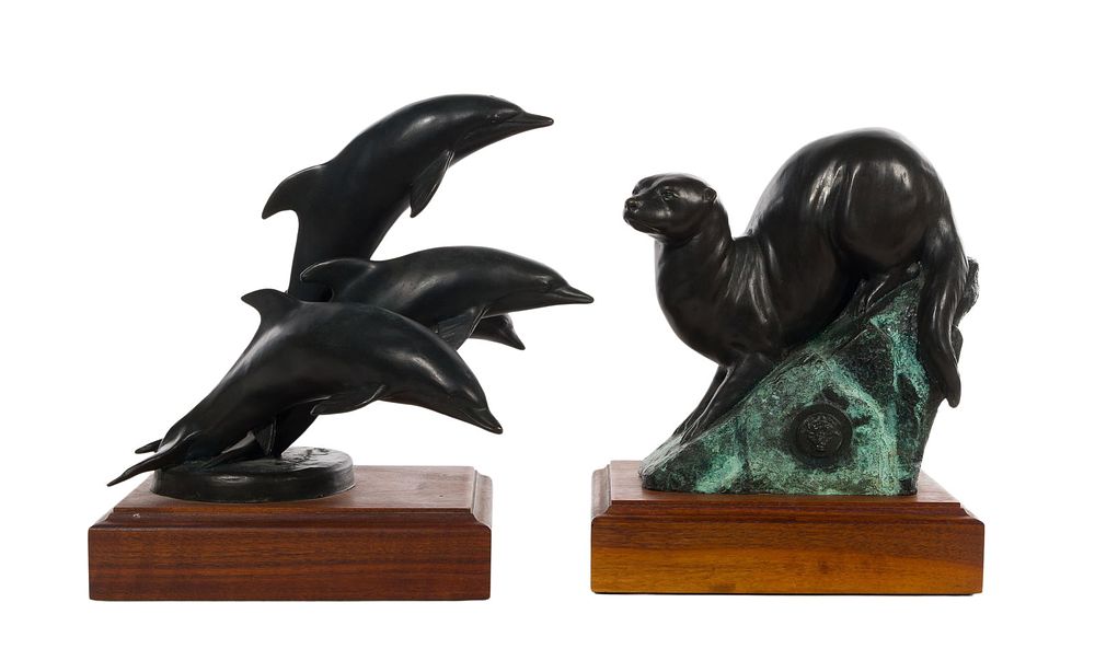Lot 235: Lyle E. Johnson Studios Bronze Animal Sculptures