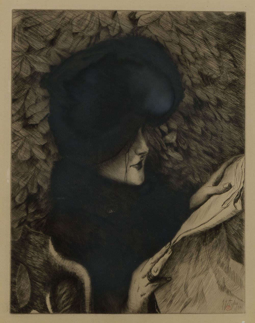 Lot 236: James Tissot (French, 1836-1902) 'Le Journal' Etching