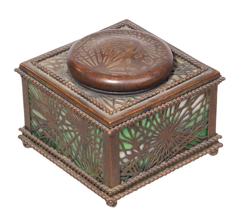 Lot 298: Tiffany Studios Pine Needle Inkwell