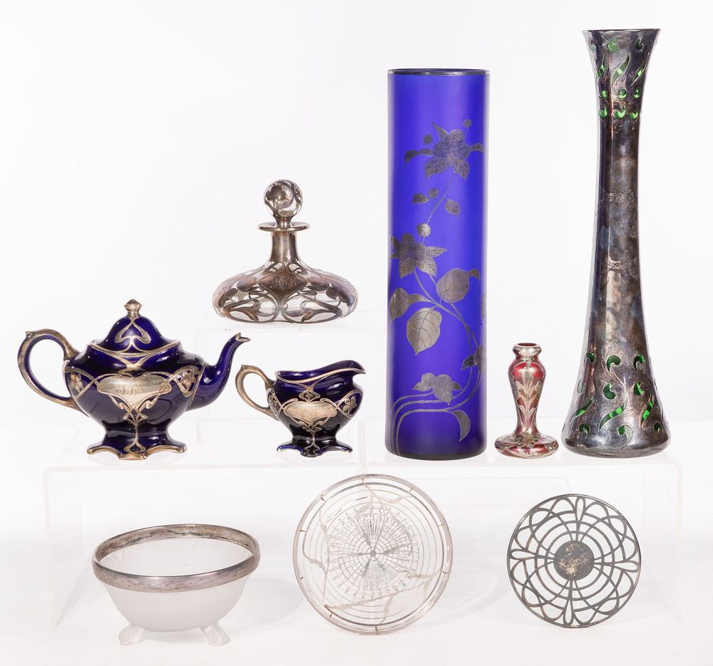 Lot 301: Silver Overlay Glass Assortment