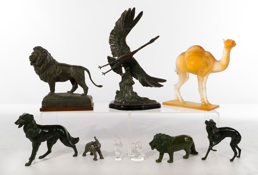 Lot 338: Jay Strongwater, Daum, Lalique Figurines and Statue Assortment