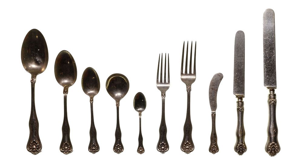 Lot 388: Dominick & Haff Alexandria Sterling Silver Flatware