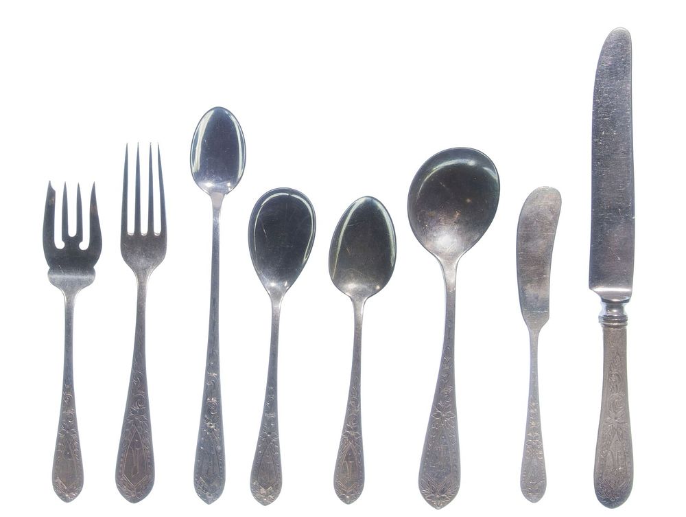 Lot 397: Steiff Betsy Patterson-Eng Sterling Silver Flatware Service