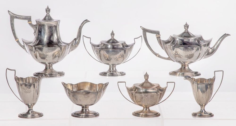 Lot 433: Gorham Plymouth Sterling Silver Tea Service