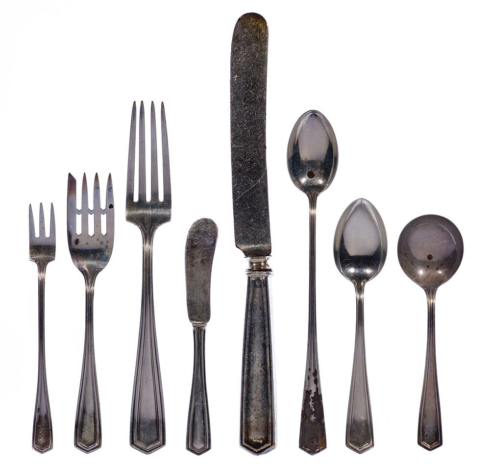 Lot 444: Simpson, Hall, Miller & Co. Sterling Silver Flatware Assortment