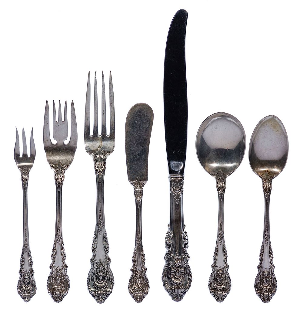 Lot 484: Wallace St. Christopher Sterling Silver Flatware Assortment