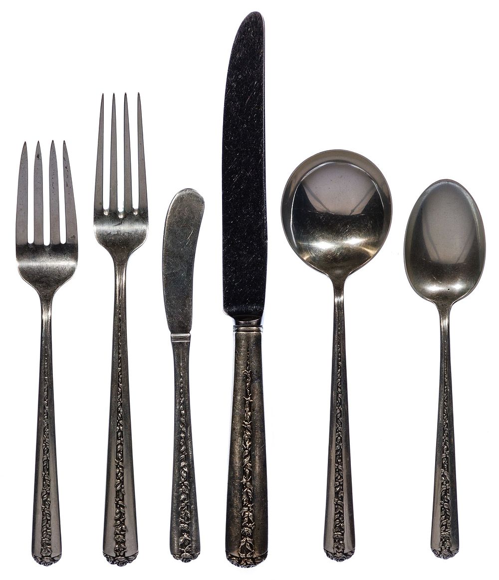 Lot 488: Towle Rambler Rose Sterling Silver Flatware Assortment