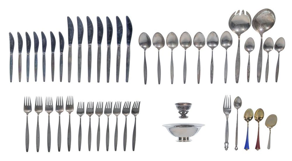 Lot 523: Georg Jensen Cypress Sterling Silver Flatware