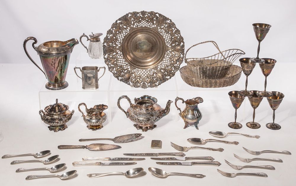 Lot 561: Silverplate Holloware and Flatware Assortment