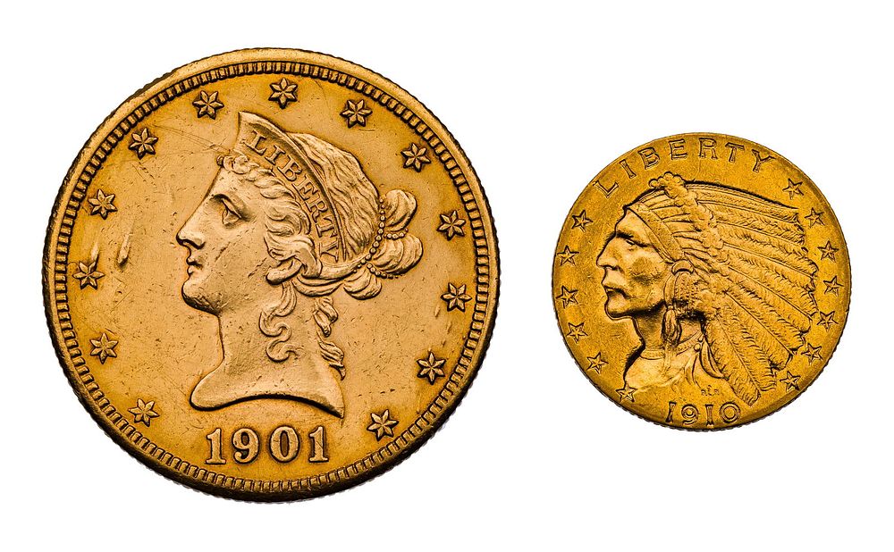 Lot 202: 1901-S $10 Gold and 1910 $2 1/2 Gold