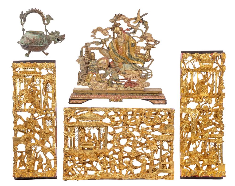 Lot 254: Chinese Gilt Wood Panel Assortment
