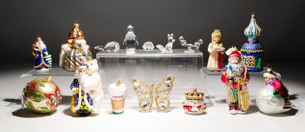 Lot 288: Swarovski Figurine and Christopher Radko Ornament Assortment