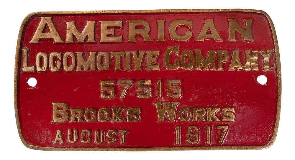 Lot 306: American Locomotive Company Builders Plate