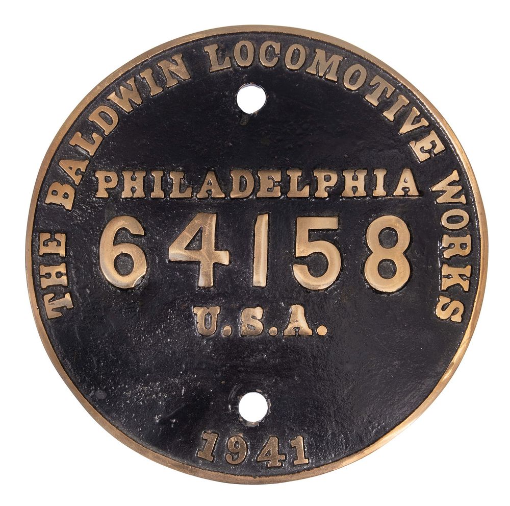 Lot 312: The Baldwin Locomotive Works Builders Plate