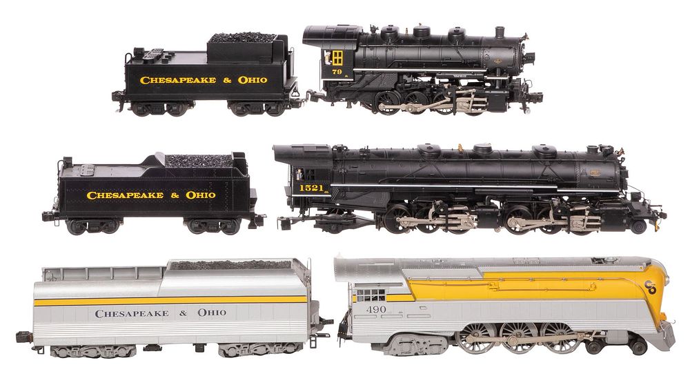 Lot 356: Lionel Model Train O Scale Chesapeake & Ohio Locomotive with Tender Assortment