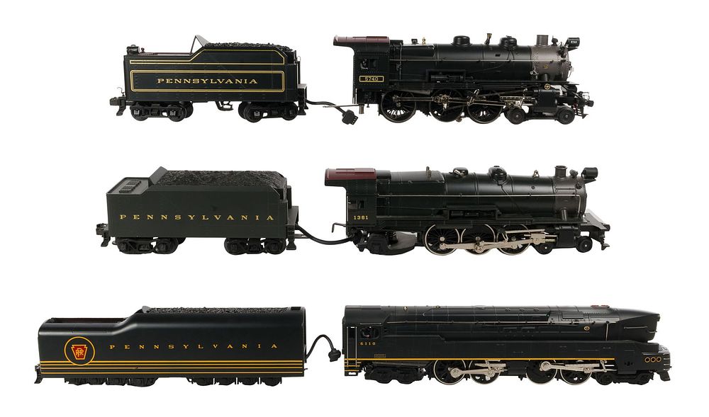 Lot 397: MTH Model Train O Scale Pennsylvania Locomotive and Tender Assortment