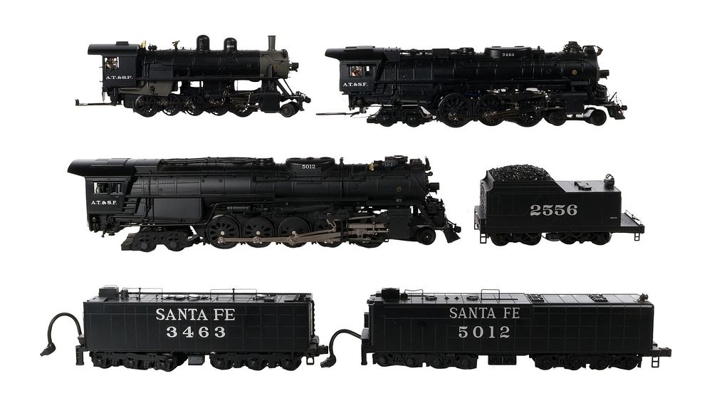 Lot 408: MTH Model Train O Scale Santa Fe Locomotive with Tender Assortment