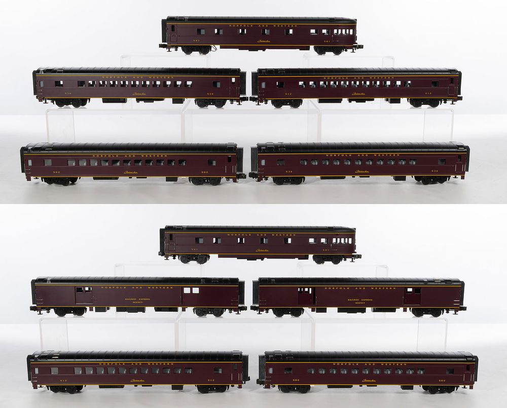 Lot 447: MTH Model Train O Scale Norfolk and Western Passenger Car Assortment