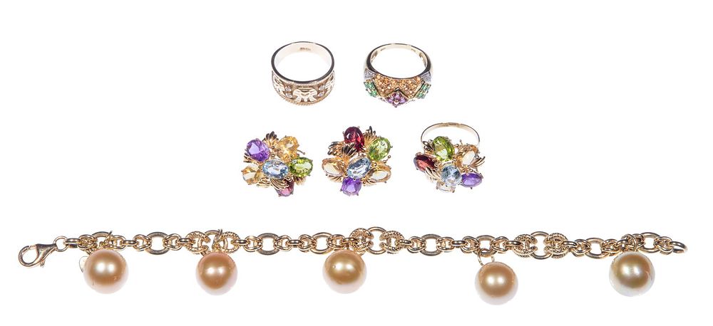 Lot 155: 14k Yellow Gold and Gemstone Jewelry Assortment
