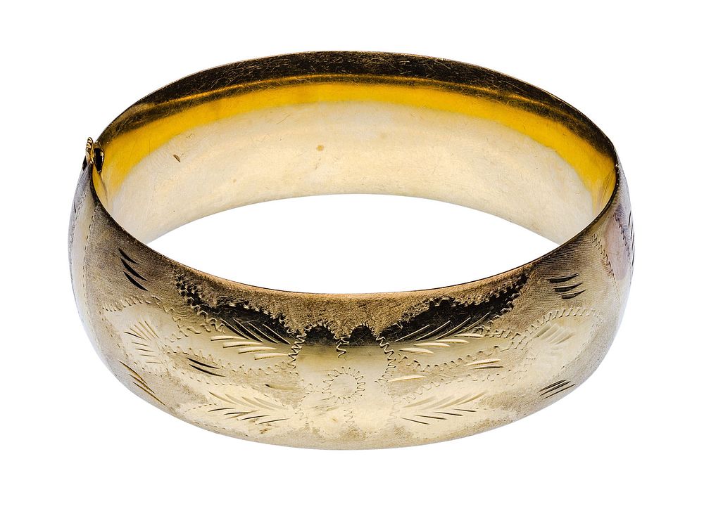 Lot 162: 14k Yellow Gold Hinged Bangle Bracelet