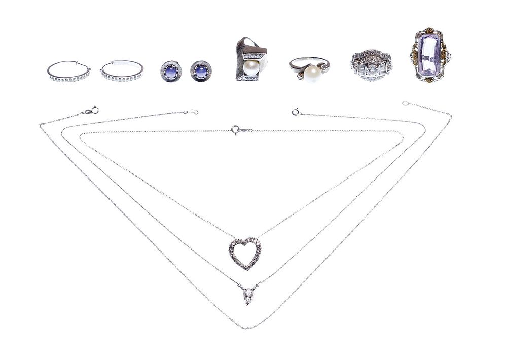 Lot 165: 14k White Gold and Gemstone Jewelry Assortment