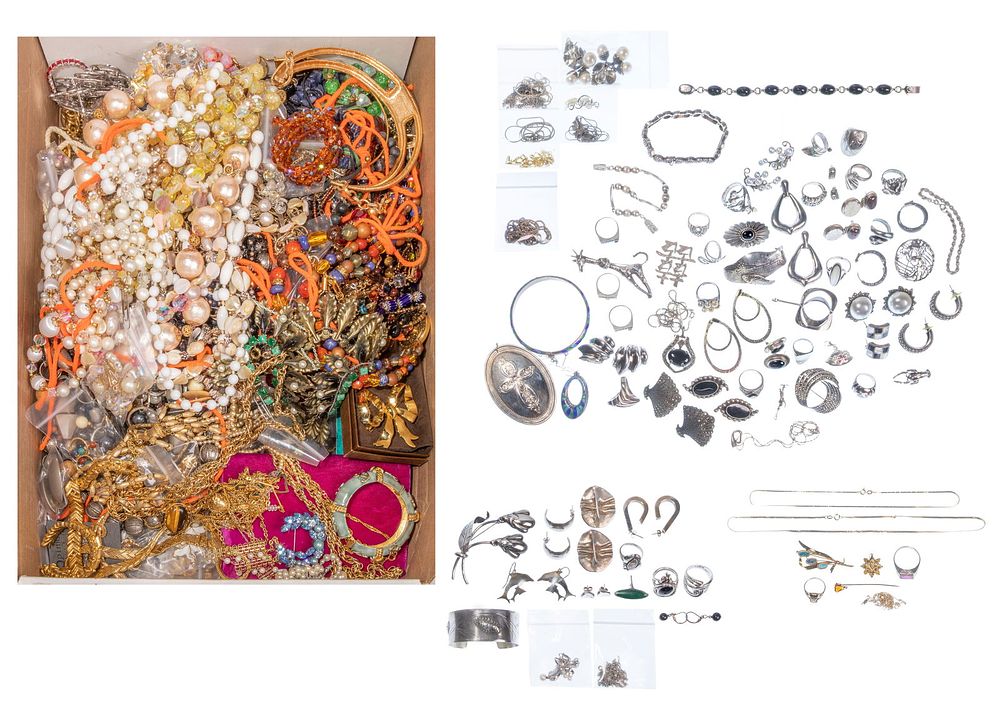 Lot 173: Gold, Sterling Silver and Costume Jewelry Assortment