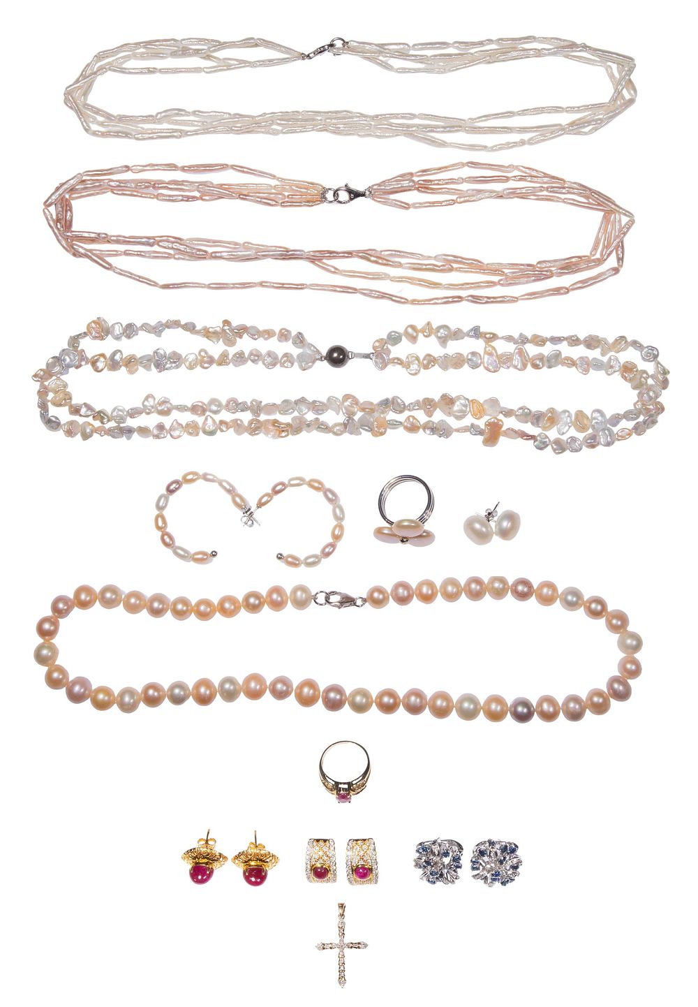 Lot 183: Platinum, Gold, Sterling Silver and Costume Jewelry Assortment