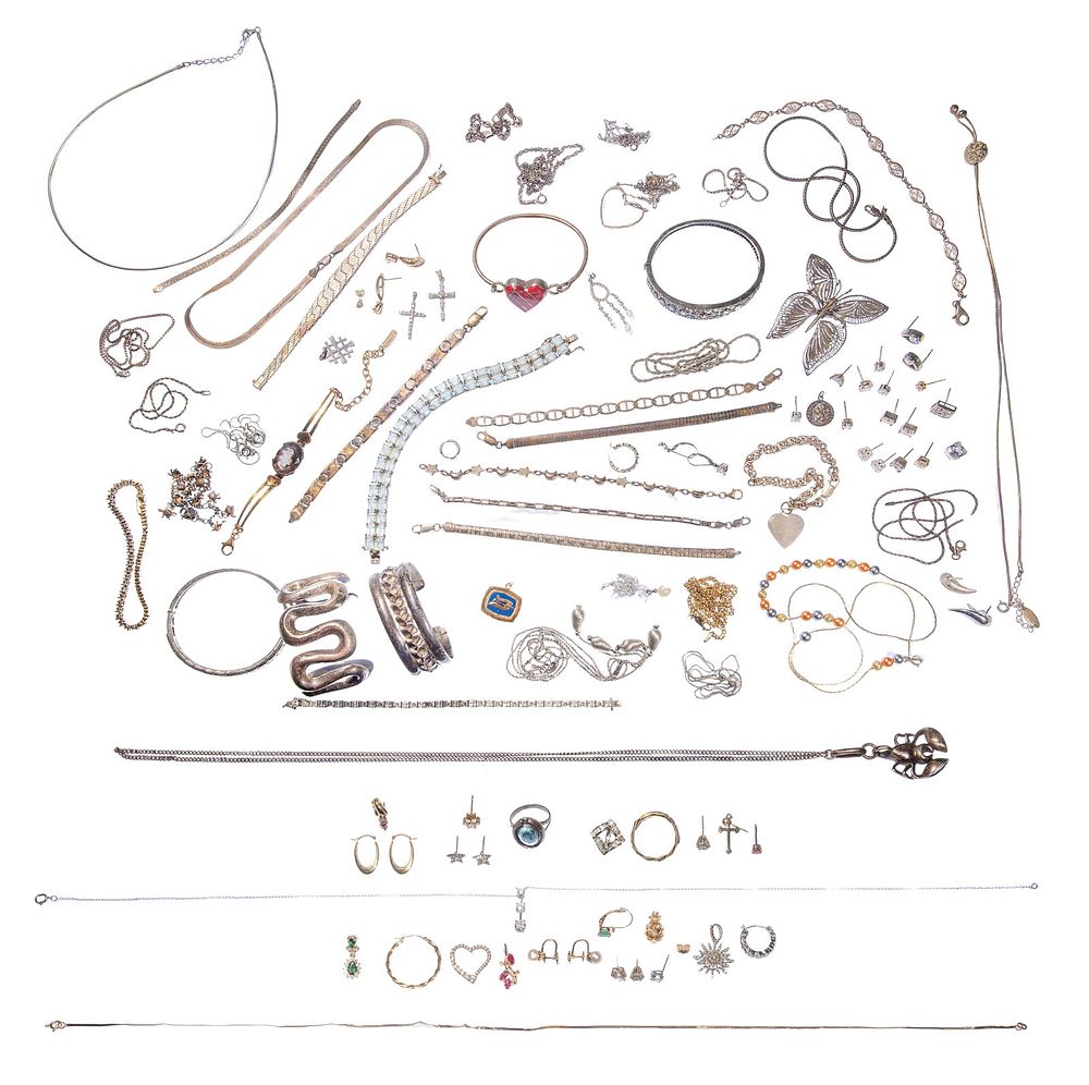 Lot 184: Gold and Sterling Silver Jewelry Assortment