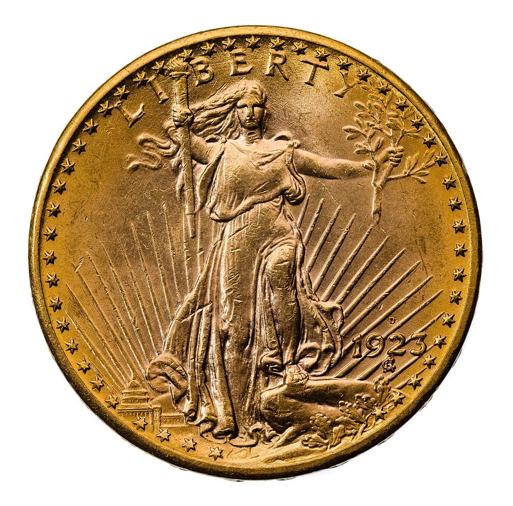 Lot 204: 1923-D $20 Gold