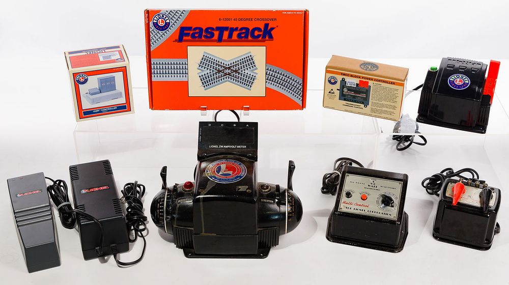 Lot 279: Lionel Model Train Transformer, Switch and Accessory Assortment