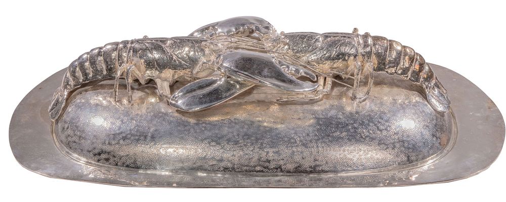 Lot 154: Franco Lapini Silverplate Lobster Covered Platter