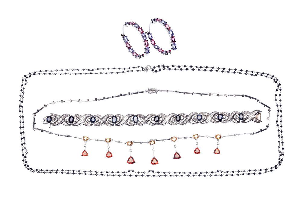 Lot 179: 14k White Gold and Gemstone Jewelry Assortment