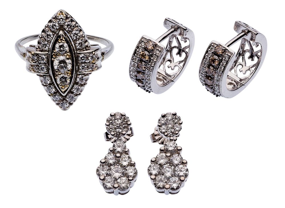 Lot 198: White Gold and Diamond Jewelry Assortment