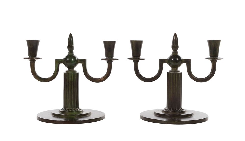 Lot 361: Jacob Angman (Swedish, 1876-1942) Bronze Candelabra